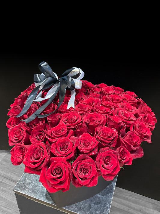 Heart Box 50 Ecuador Red Rose