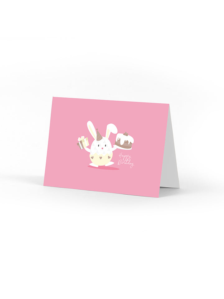 Birthday Bunny Holding Cake Card